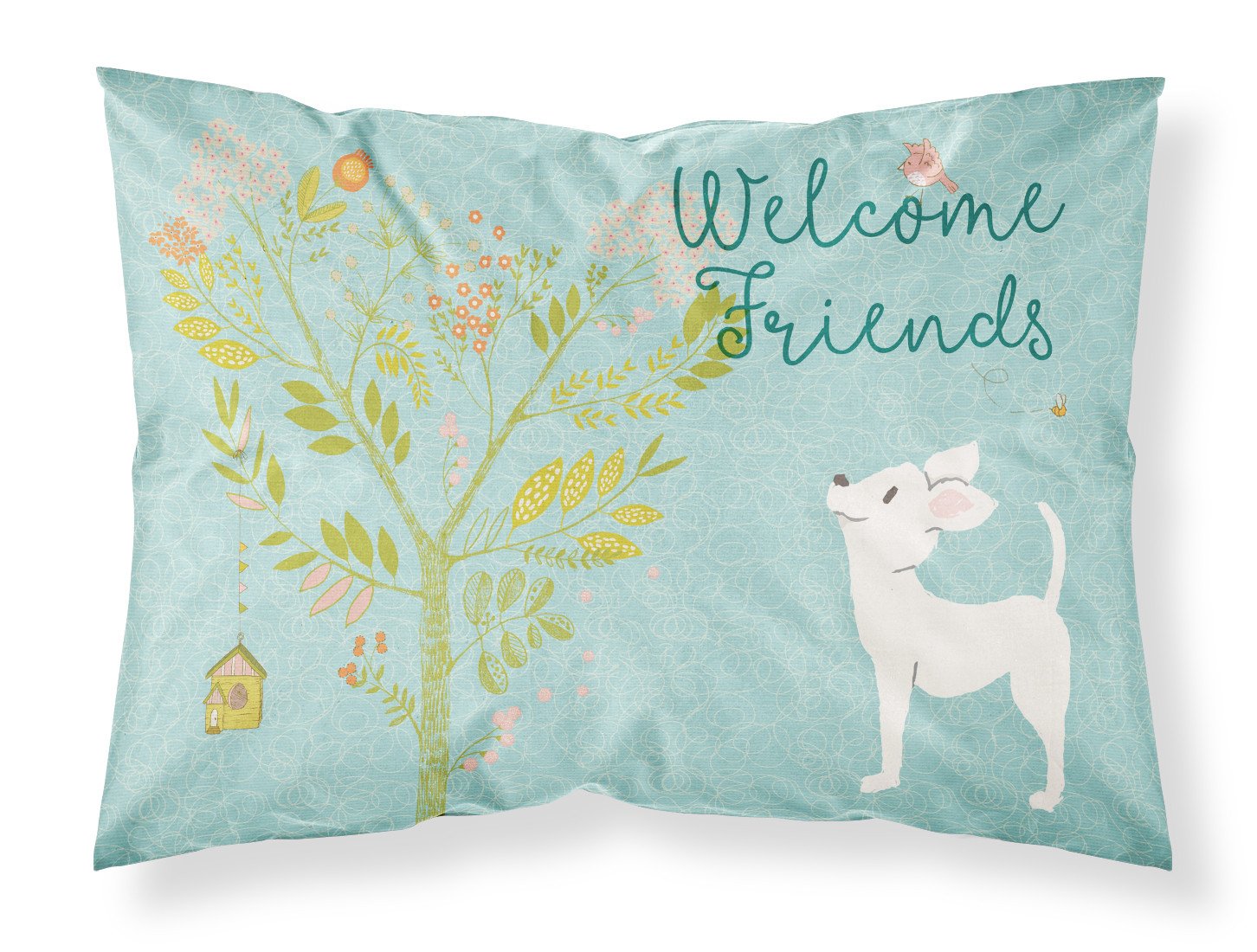 Welcome Friends White Chihuahua Fabric Standard Pillowcase BB7629PILLOWCASE by Caroline's Treasures