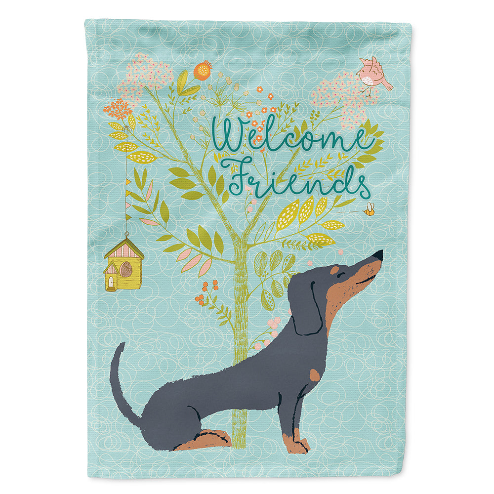 Welcome Friends Black Tan Dachshund Flag Canvas House Size BB7630CHF  the-store.com.