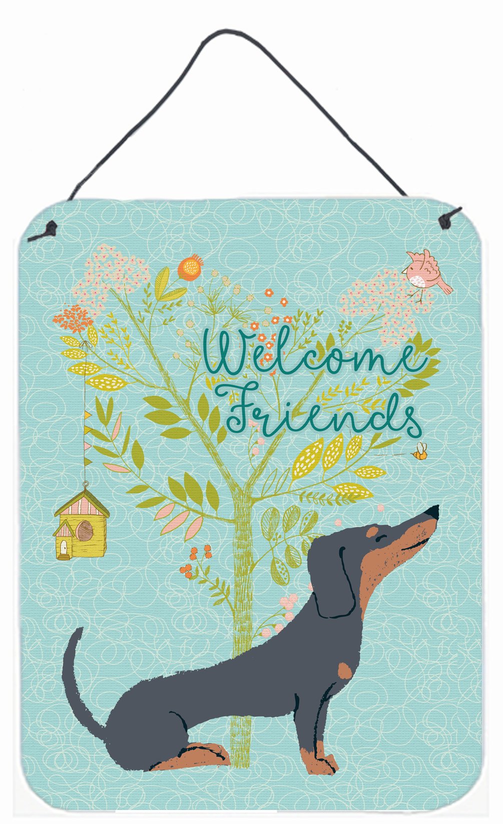 Welcome Friends Black Tan Dachshund Wall or Door Hanging Prints BB7630DS1216 by Caroline&#39;s Treasures
