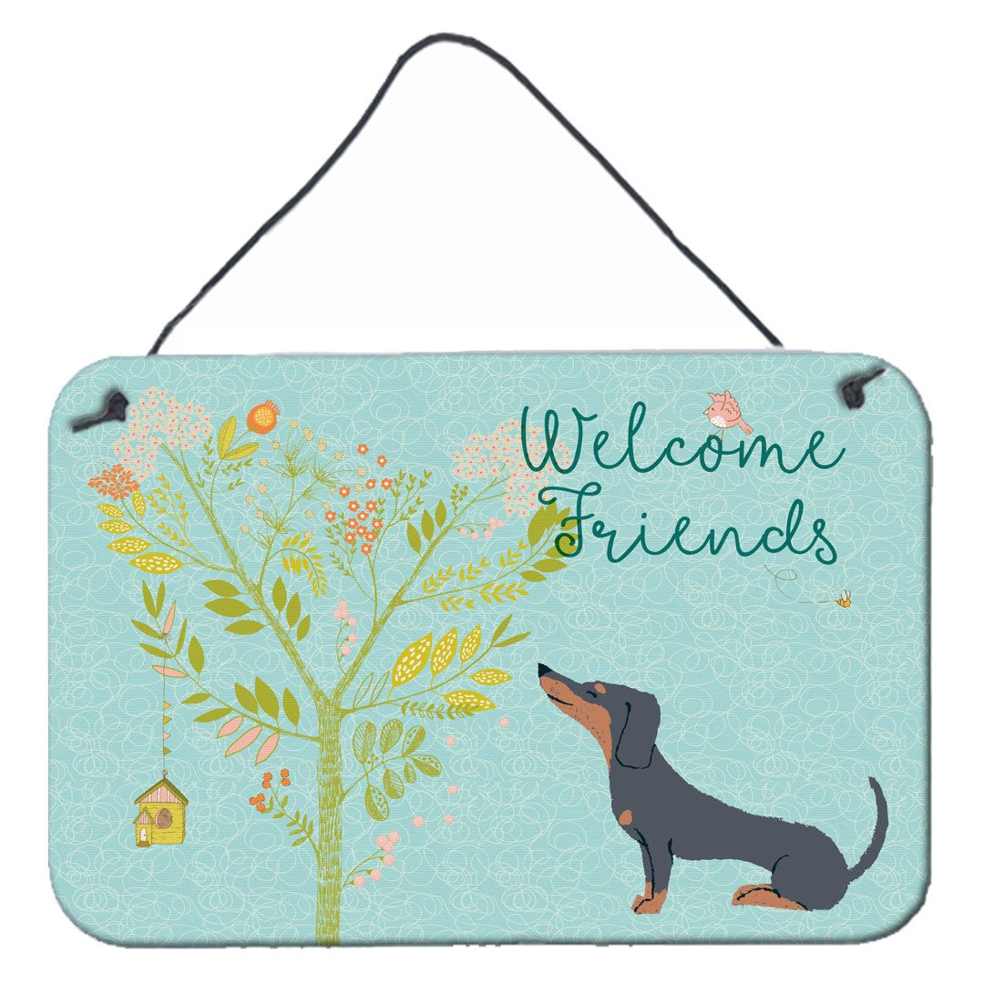 Welcome Friends Black Tan Dachshund Wall or Door Hanging Prints BB7630DS812 by Caroline's Treasures