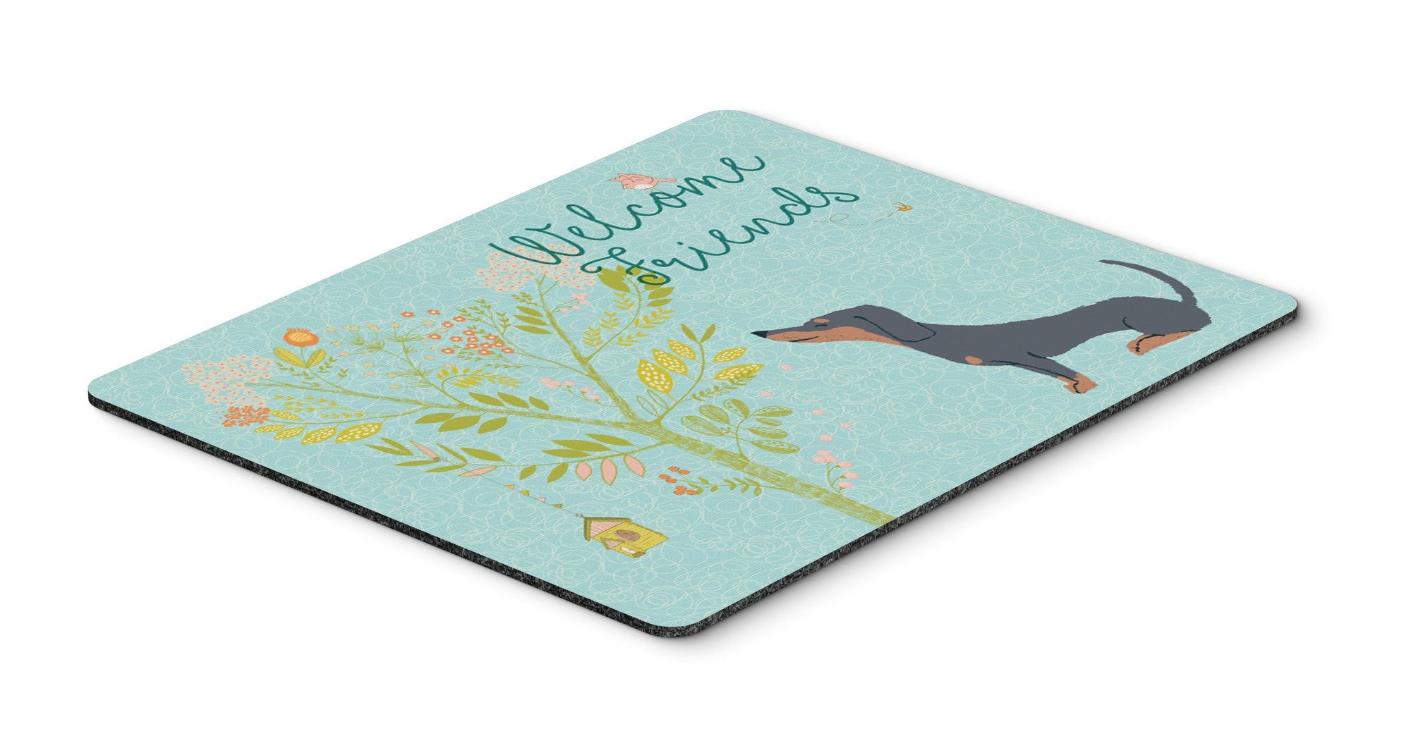 Welcome Friends Black Tan Dachshund Mouse Pad, Hot Pad or Trivet BB7630MP by Caroline's Treasures
