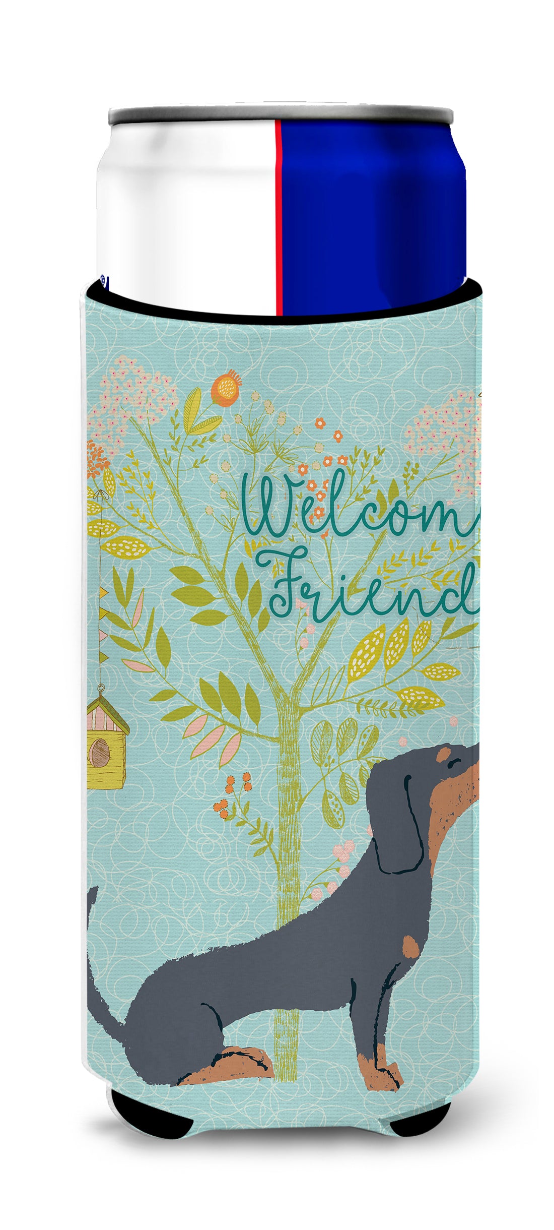 Welcome Friends Black Tan Dachshund  Ultra Hugger for slim cans BB7630MUK