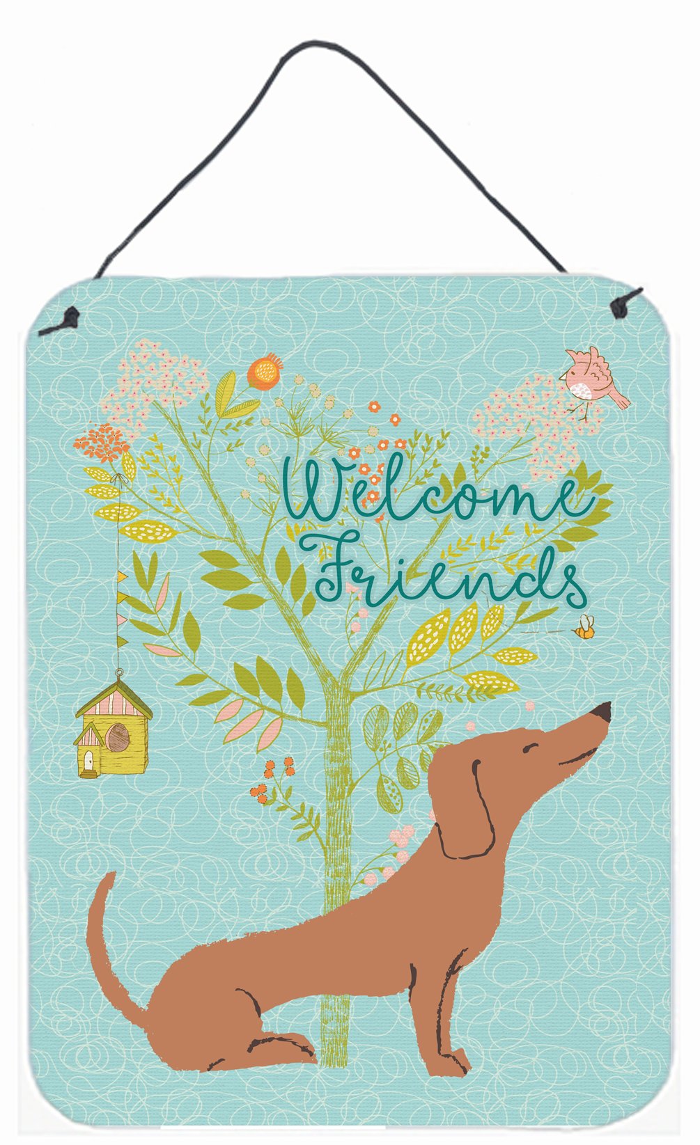 Welcome Friends Red Dachshund Wall or Door Hanging Prints BB7631DS1216 by Caroline's Treasures