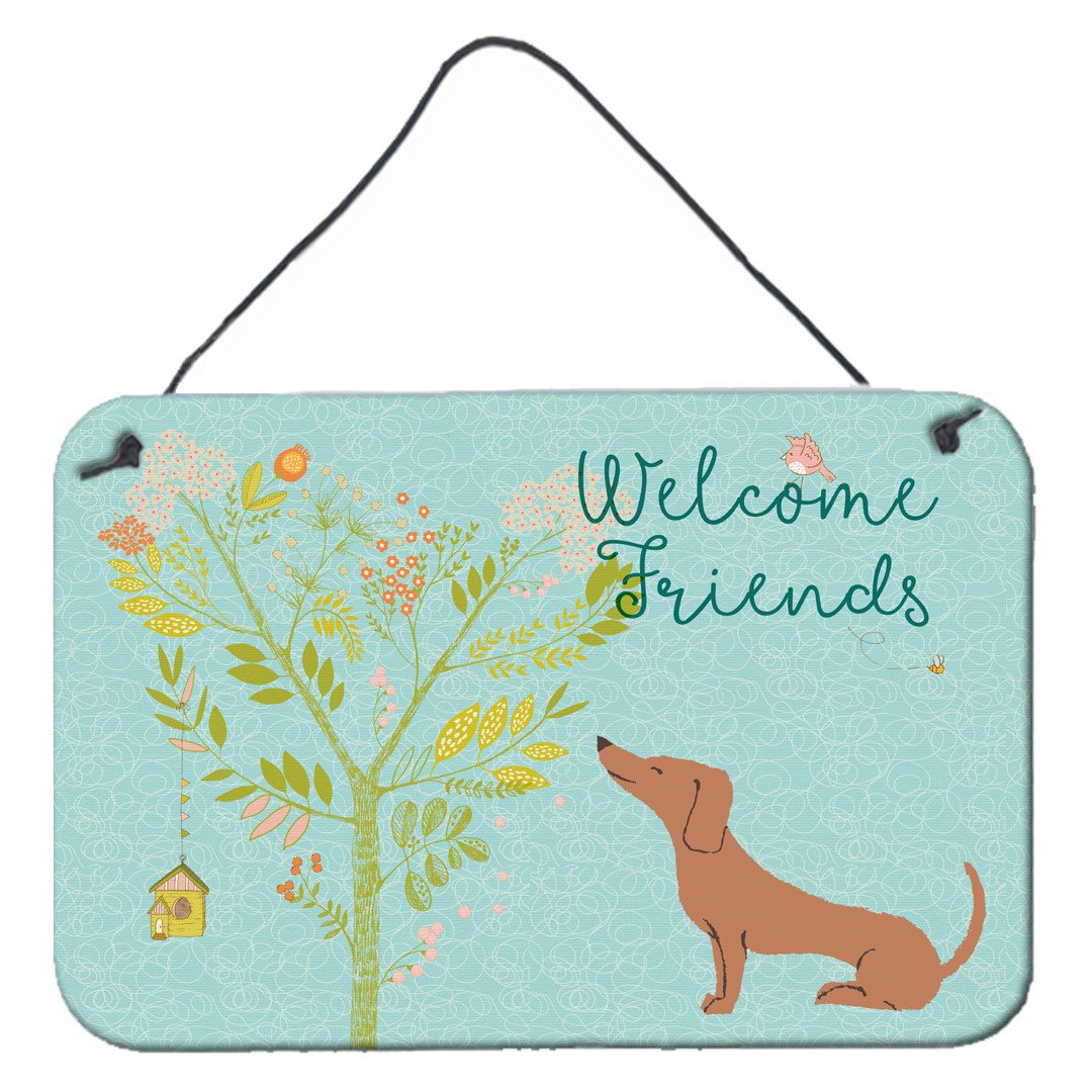Welcome Friends Red Dachshund Wall or Door Hanging Prints BB7631DS812 by Caroline's Treasures