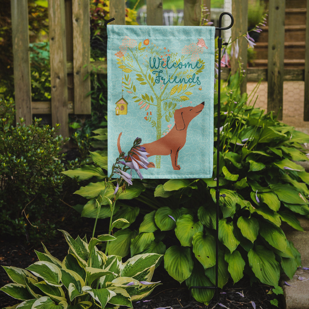 Welcome Friends Red Dachshund Flag Garden Size BB7631GF  the-store.com.