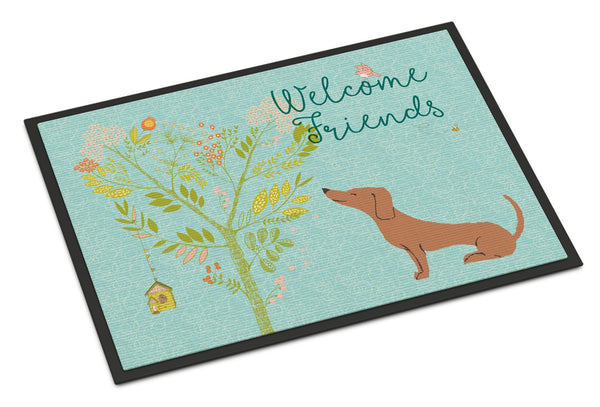 Welcome Friends Red Dachshund Indoor or Outdoor Mat 24x36 BB7631JMAT by Caroline's Treasures