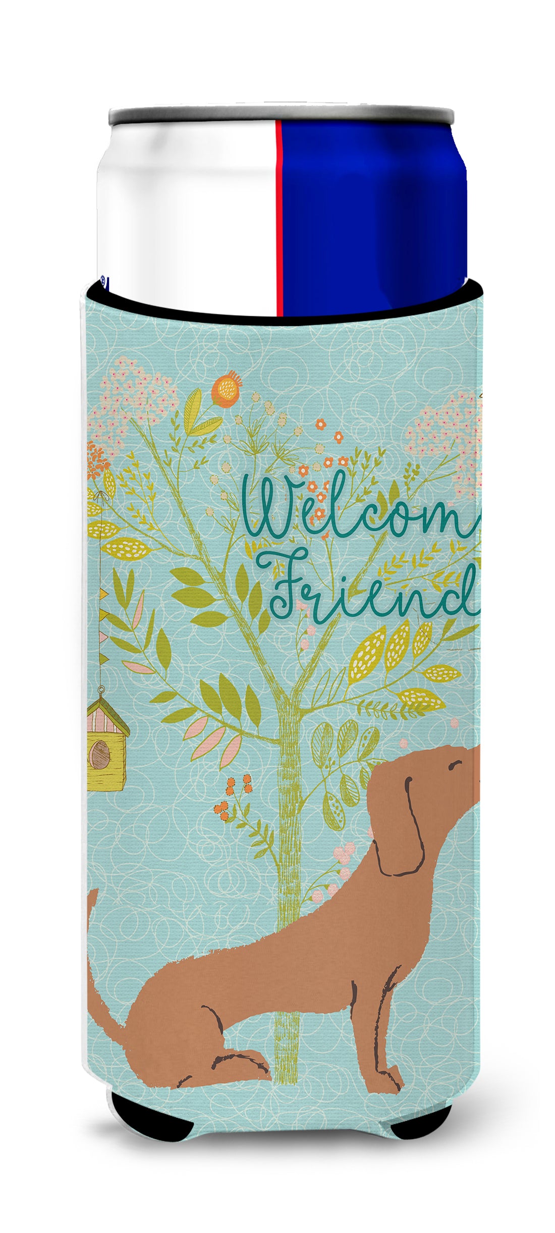 Welcome Friends Red Dachshund  Ultra Hugger for slim cans BB7631MUK