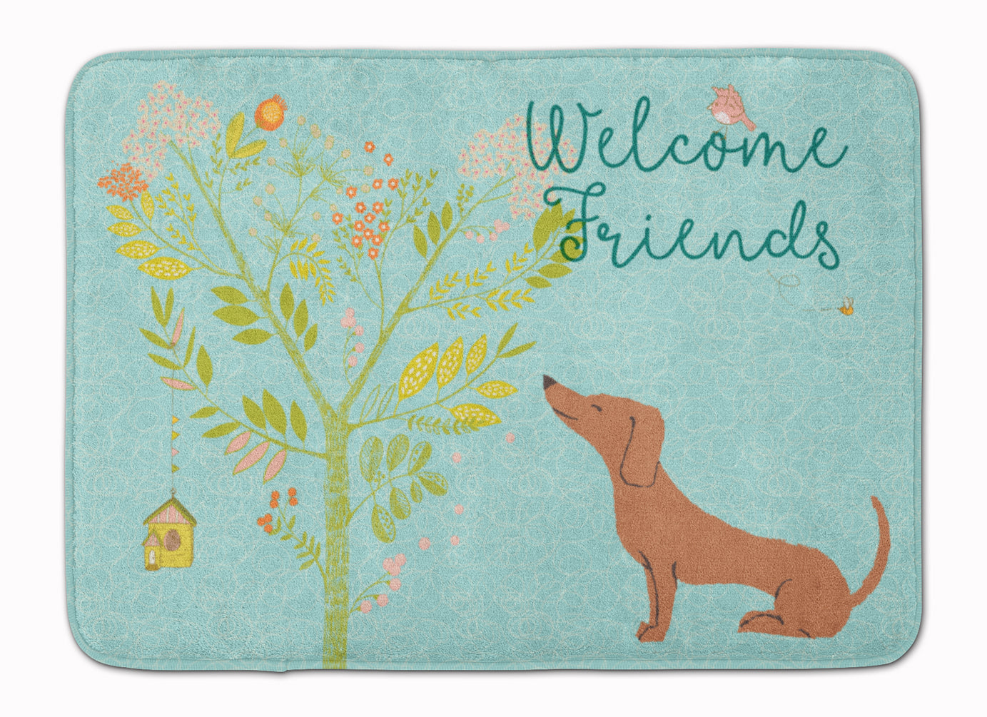 Welcome Friends Red Dachshund Machine Washable Memory Foam Mat BB7631RUG - the-store.com