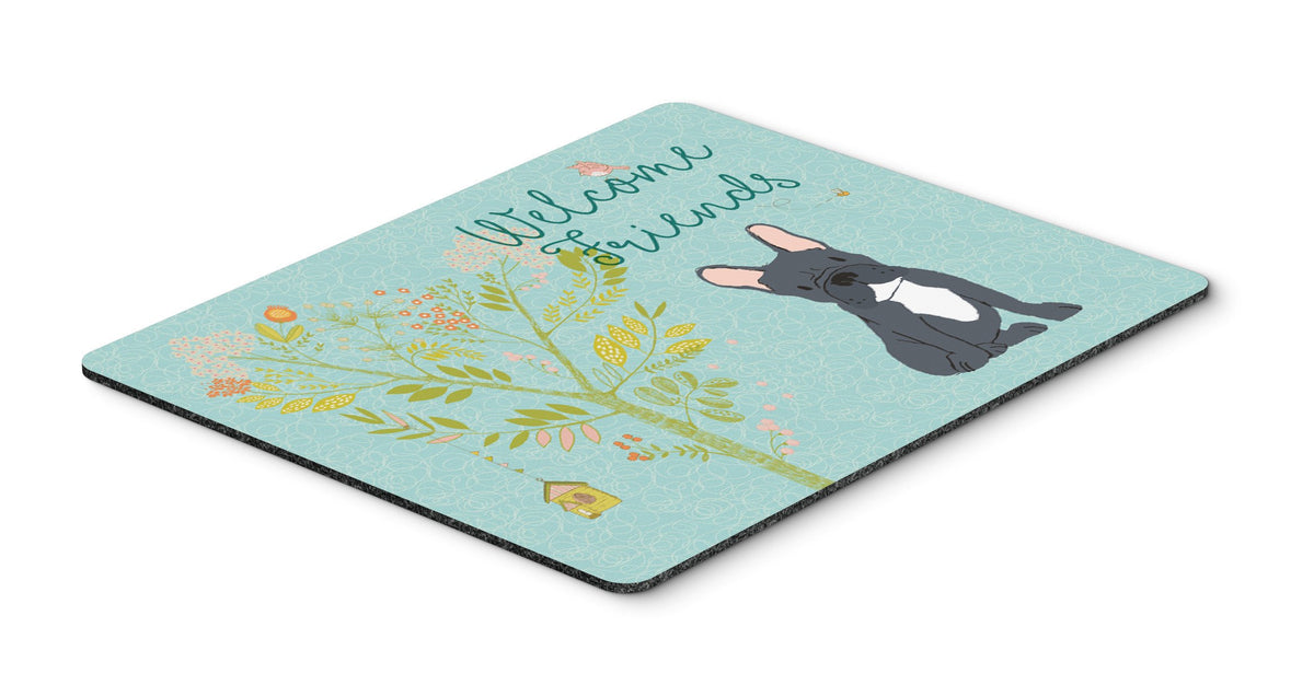 Welcome Friends Black French Bulldog Mouse Pad, Hot Pad or Trivet BB7632MP by Caroline&#39;s Treasures