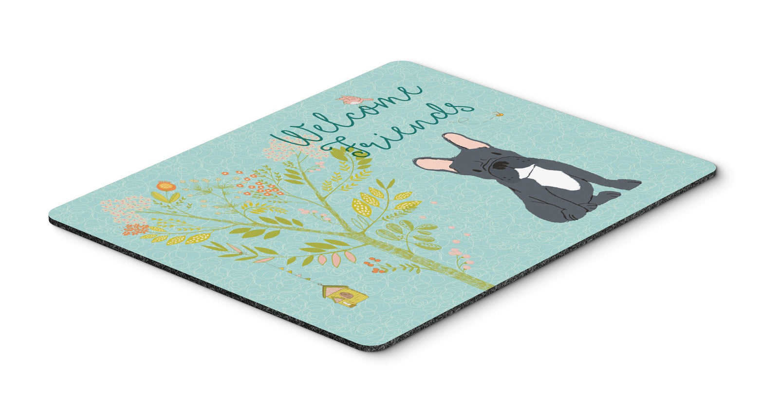Welcome Friends Black French Bulldog Mouse Pad, Hot Pad or Trivet BB7632MP by Caroline's Treasures
