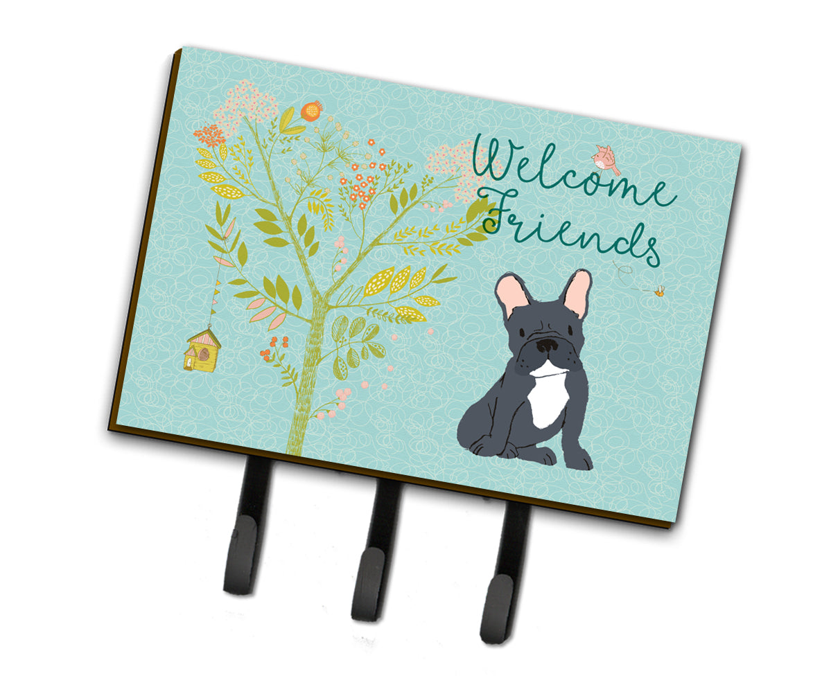 Welcome Friends Black French Bulldog Leash or Key Holder BB7632TH68  the-store.com.