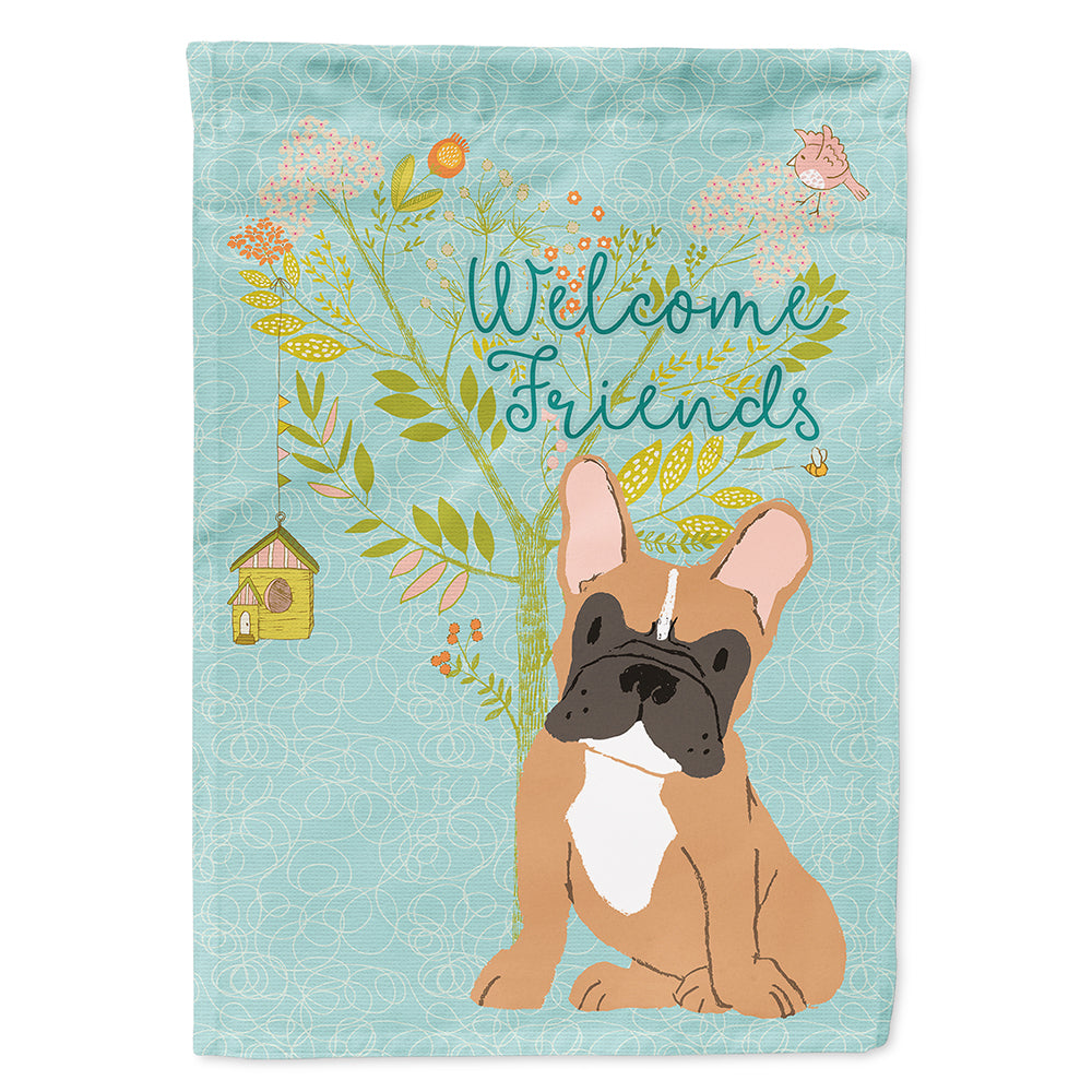 Welcome Friends Fawn French Bulldog Flag Canvas House Size BB7633CHF  the-store.com.