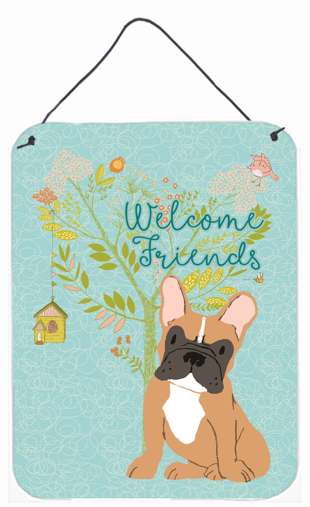 Welcome Friends Fawn French Bulldog Wall or Door Hanging Prints BB7633DS1216 by Caroline&#39;s Treasures