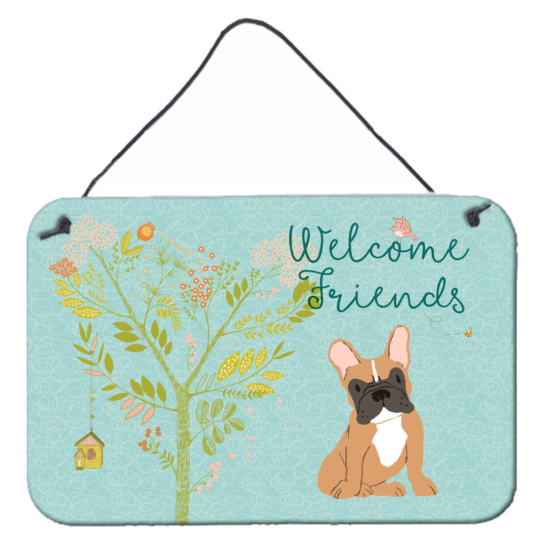 Welcome Friends Fawn French Bulldog Wall or Door Hanging Prints BB7633DS812 by Caroline&#39;s Treasures