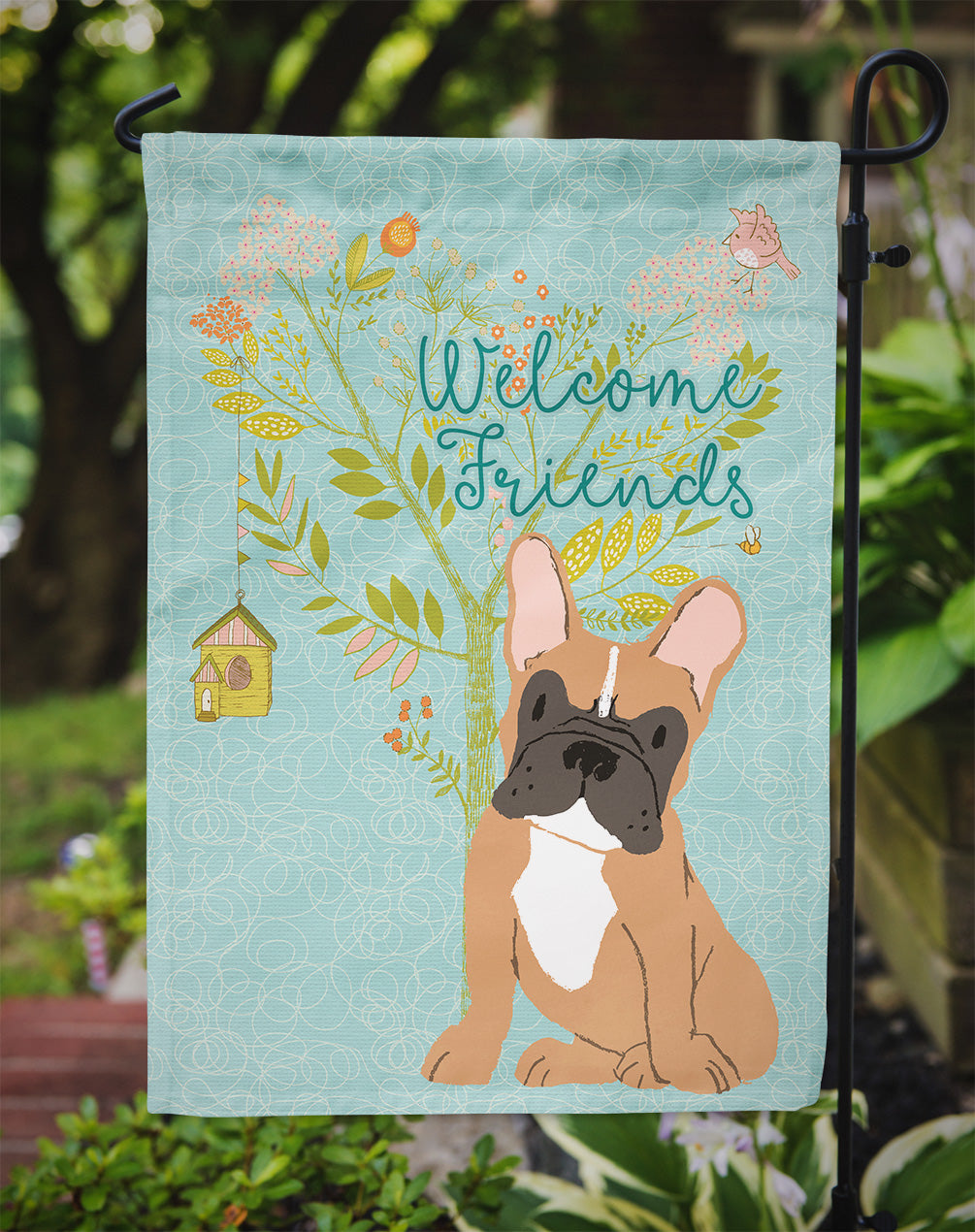 Welcome Friends Fawn French Bulldog Flag Garden Size BB7633GF