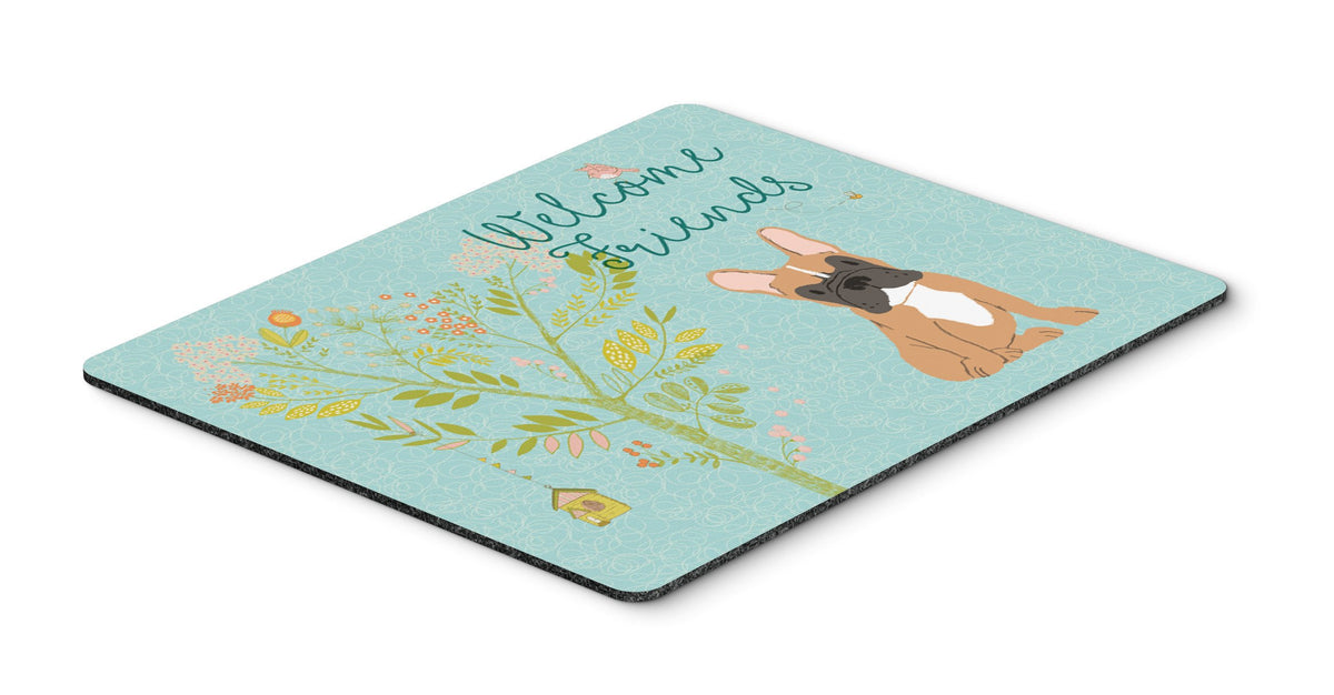 Welcome Friends Fawn French Bulldog Mouse Pad, Hot Pad or Trivet BB7633MP by Caroline&#39;s Treasures