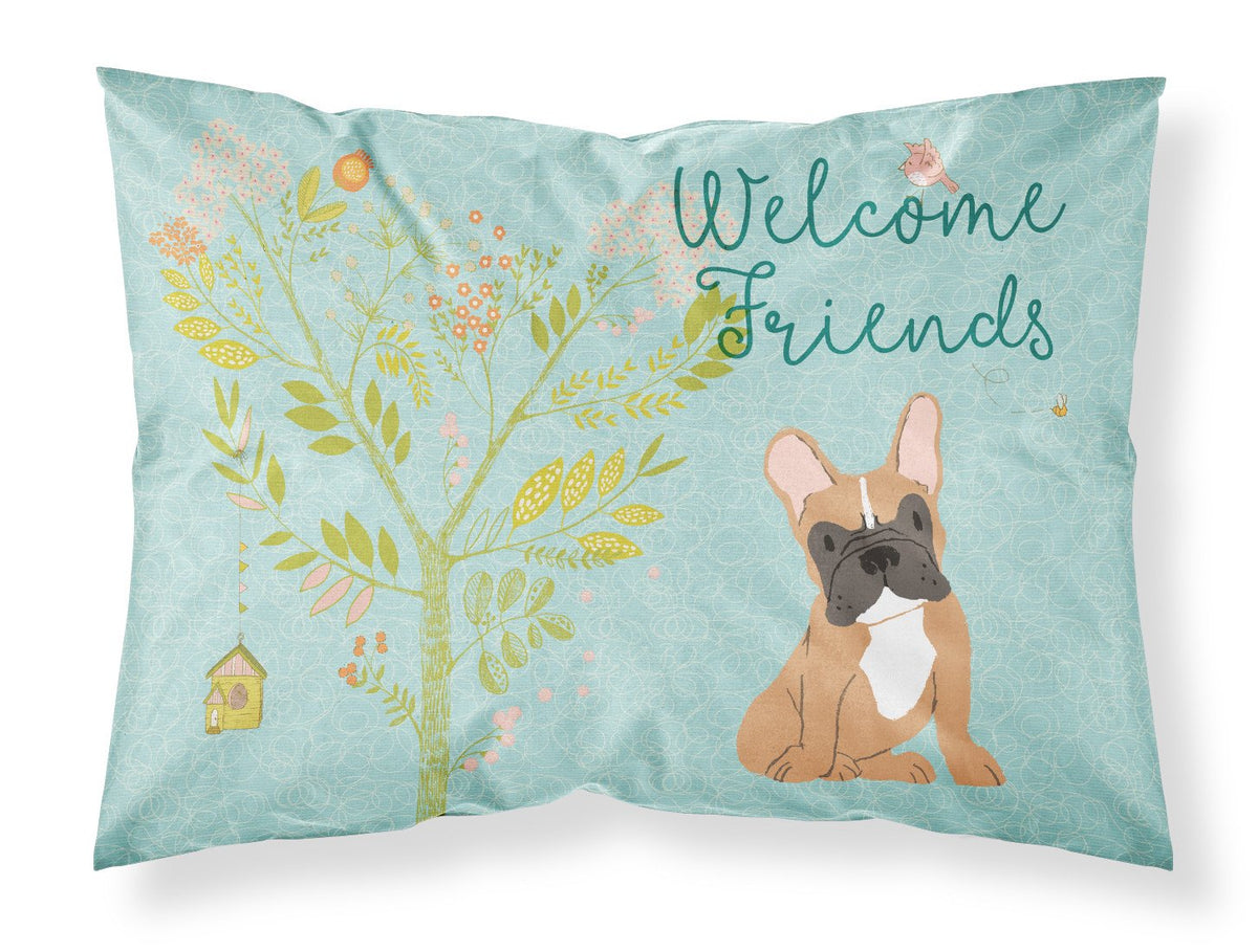 Welcome Friends Fawn French Bulldog Fabric Standard Pillowcase BB7633PILLOWCASE by Caroline&#39;s Treasures