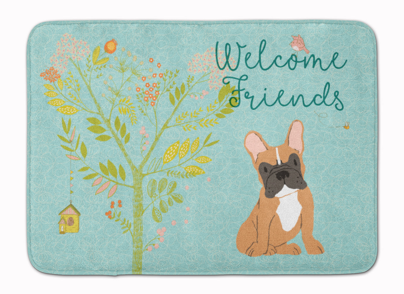 Welcome Friends Fawn French Bulldog Machine Washable Memory Foam Mat BB7633RUG - the-store.com