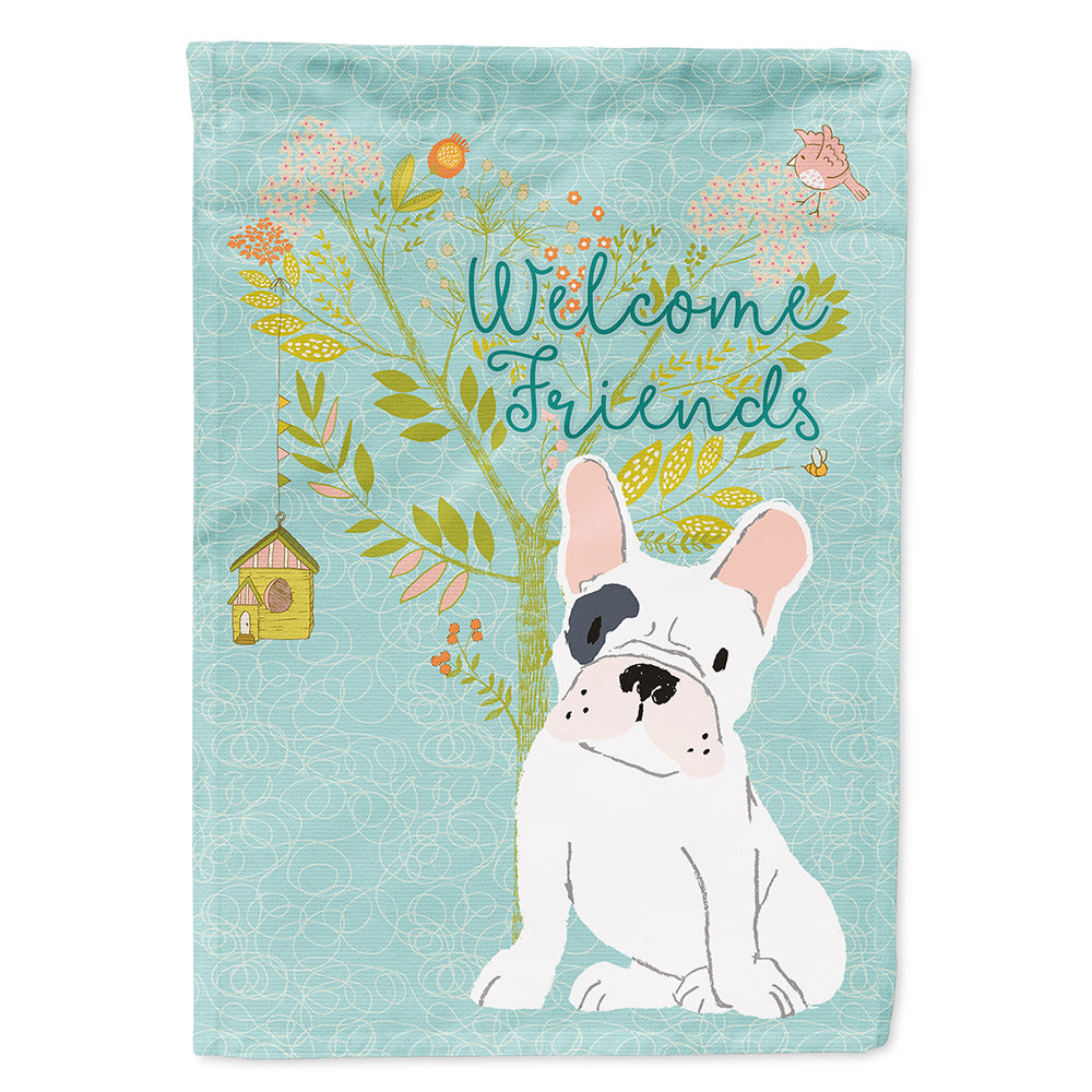 Welcome Friends Piebald French Bulldog Flag Canvas House Size BB7634CHF