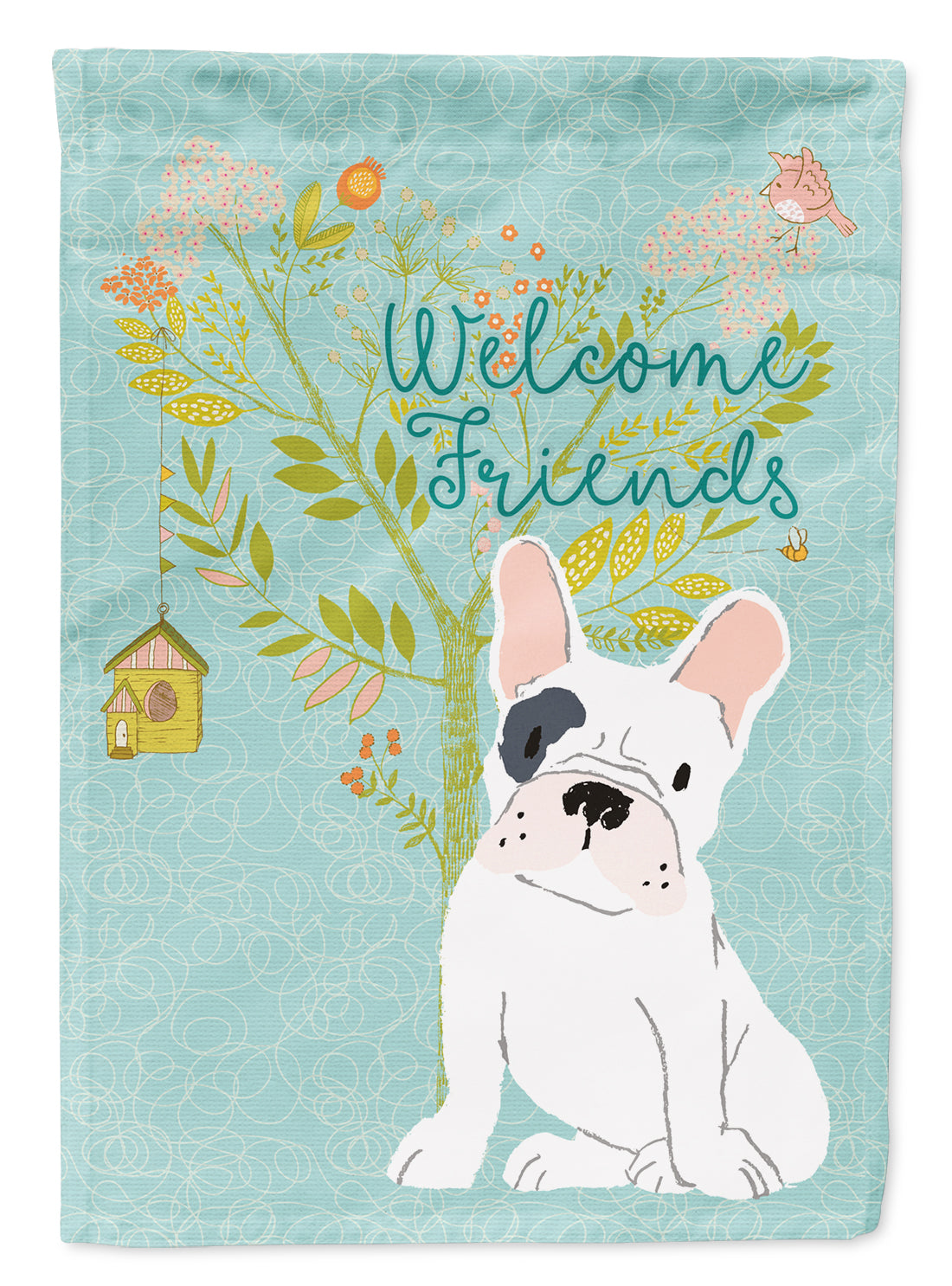 Welcome Friends Piebald French Bulldog Flag Garden Size BB7634GF
