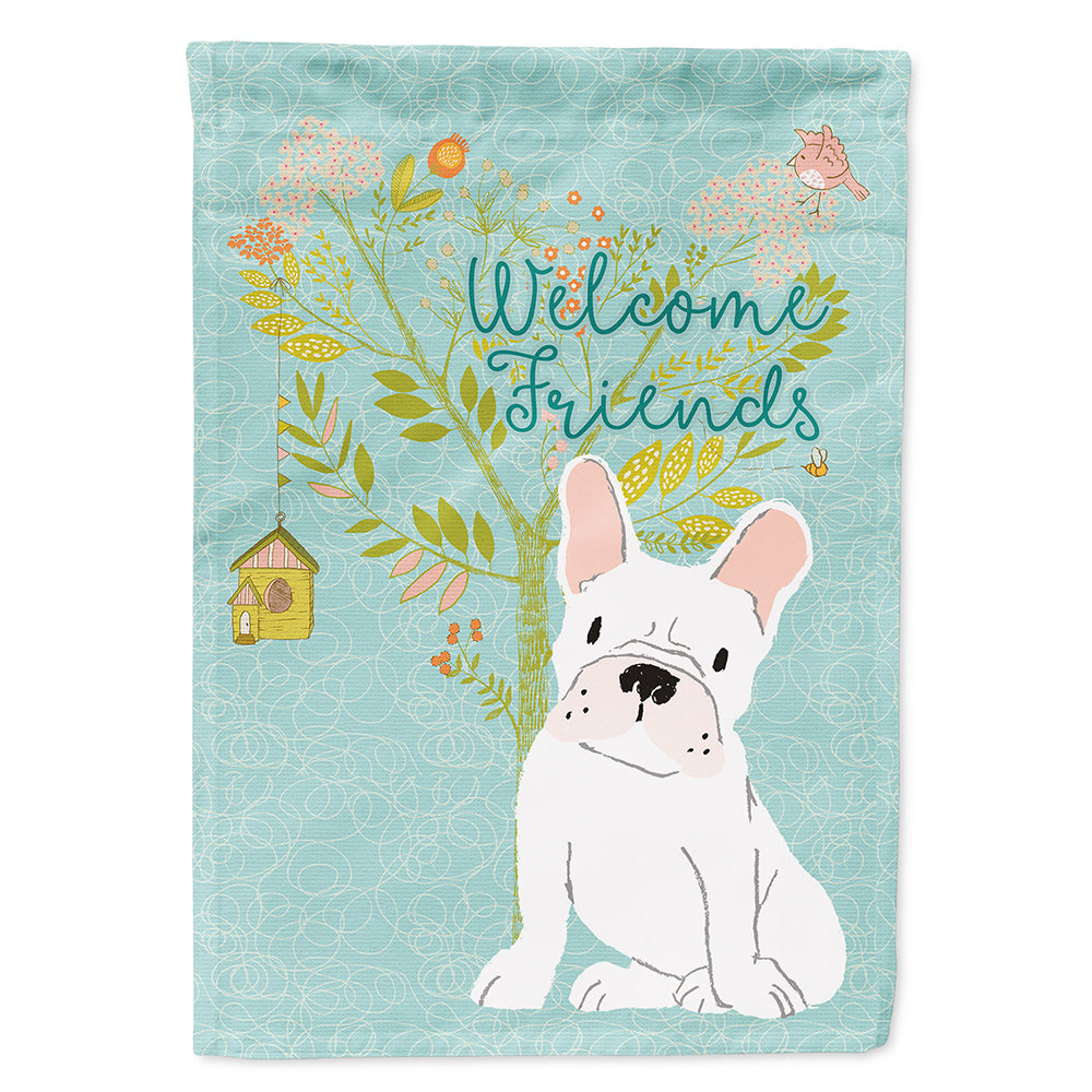 Welcome Friends White French Bulldog Flag Canvas House Size BB7635CHF