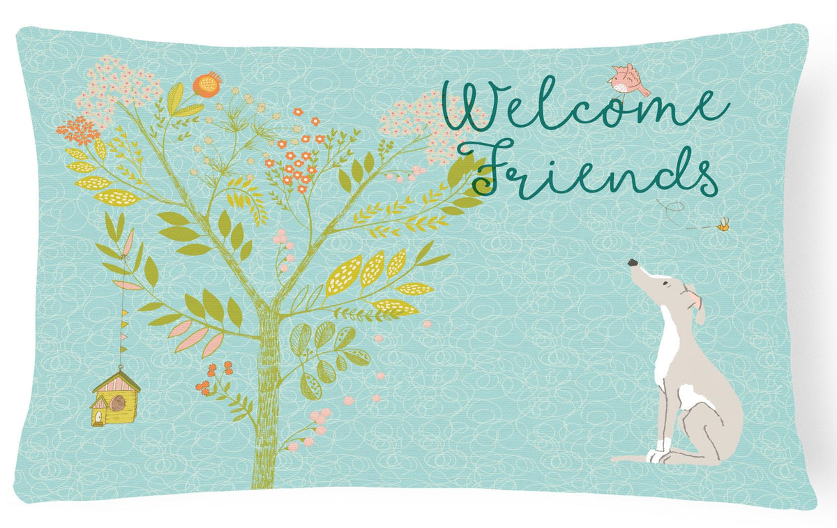 Welcome Friends Italian Greyhound Canvas Fabric Decorative Pillow BB7636PW1216 by Caroline&#39;s Treasures