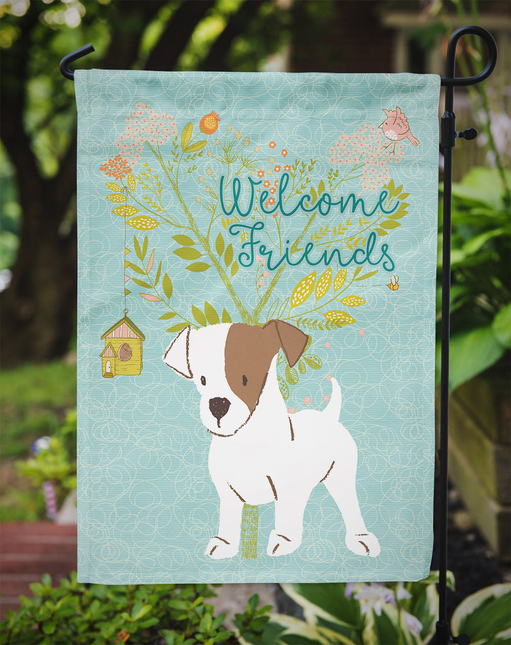 Welcome Friends Jack Russell Terrier Puppy Flag Garden Size BB7637GF
