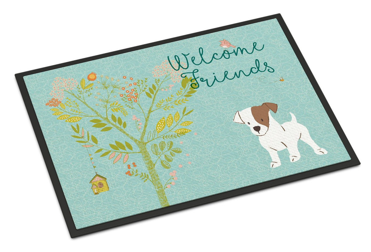 Welcome Friends Jack Russell Terrier Puppy Indoor or Outdoor Mat 24x36 BB7637JMAT by Caroline&#39;s Treasures