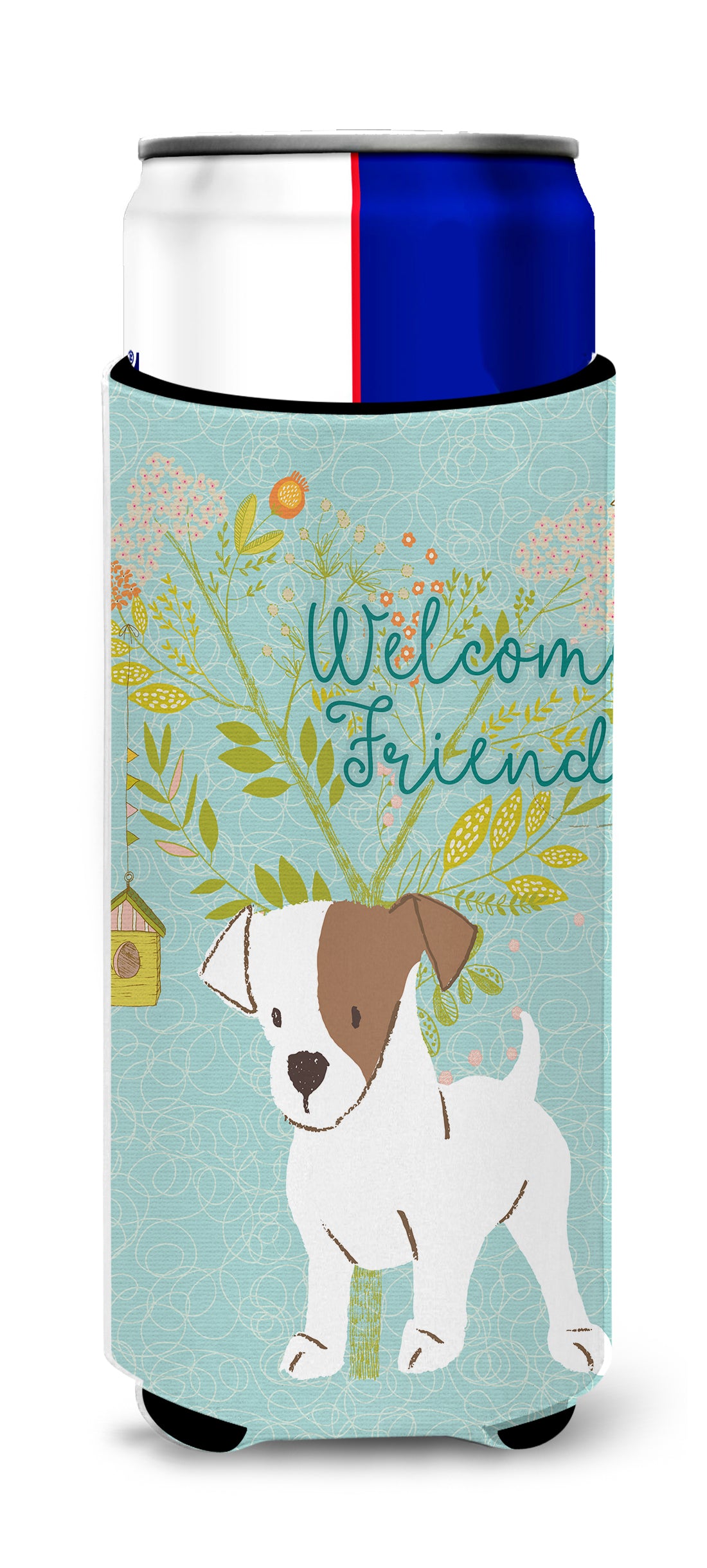 Welcome Friends Jack Russell Terrier Puppy  Ultra Hugger for slim cans BB7637MUK  the-store.com.