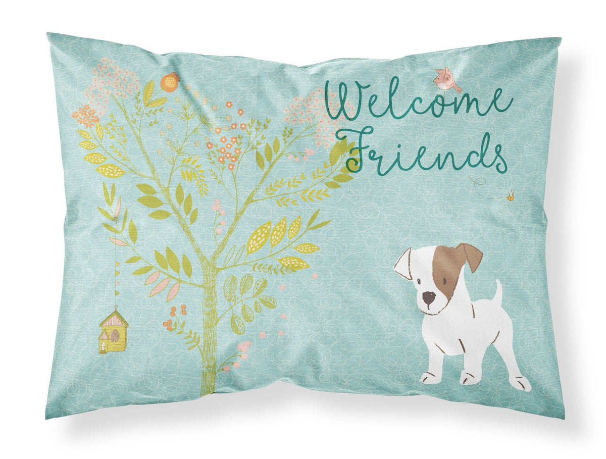 Welcome Friends Jack Russell Terrier Puppy Fabric Standard Pillowcase BB7637PILLOWCASE by Caroline&#39;s Treasures