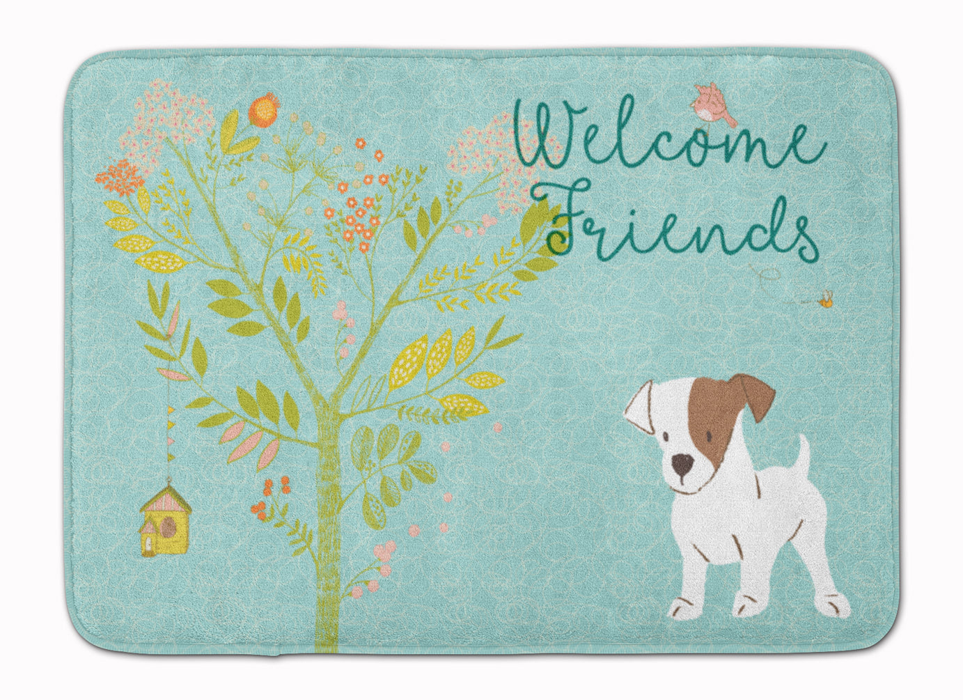 Welcome Friends Jack Russell Terrier Puppy Machine Washable Memory Foam Mat BB7637RUG - the-store.com