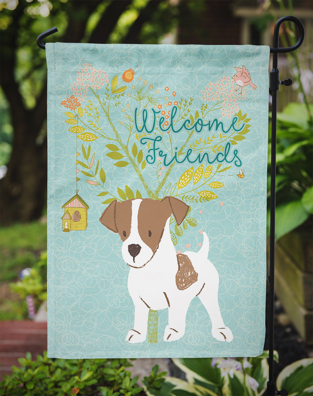 Welcome Friends Jack Russell Terrier Puppy Flag Garden Size BB7638GF  the-store.com.