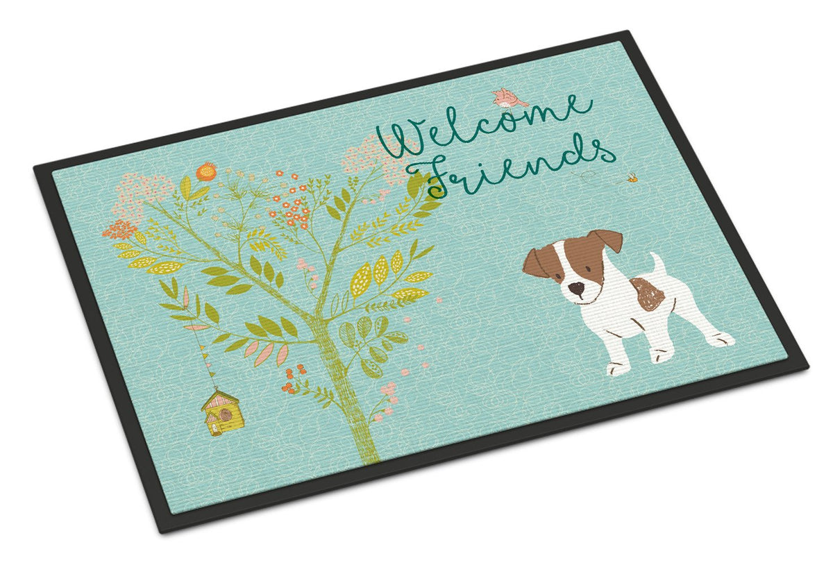 Welcome Friends Jack Russell Terrier Puppy Indoor or Outdoor Mat 24x36 BB7638JMAT by Caroline&#39;s Treasures