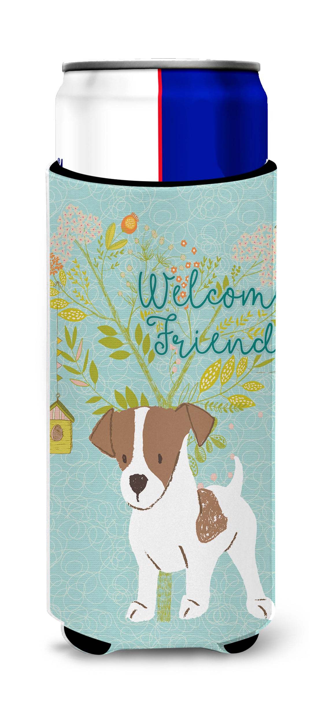 Welcome Friends Jack Russell Terrier Puppy  Ultra Hugger for slim cans BB7638MUK  the-store.com.