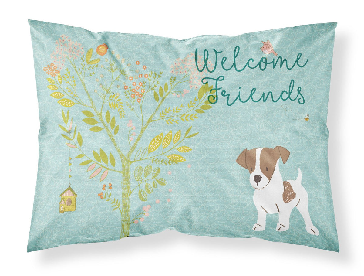 Welcome Friends Jack Russell Terrier Puppy Fabric Standard Pillowcase BB7638PILLOWCASE by Caroline&#39;s Treasures