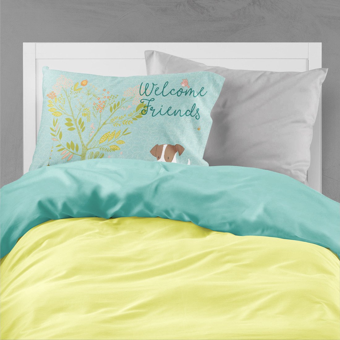 Welcome Friends Jack Russell Terrier Puppy Fabric Standard Pillowcase BB7638PILLOWCASE by Caroline's Treasures