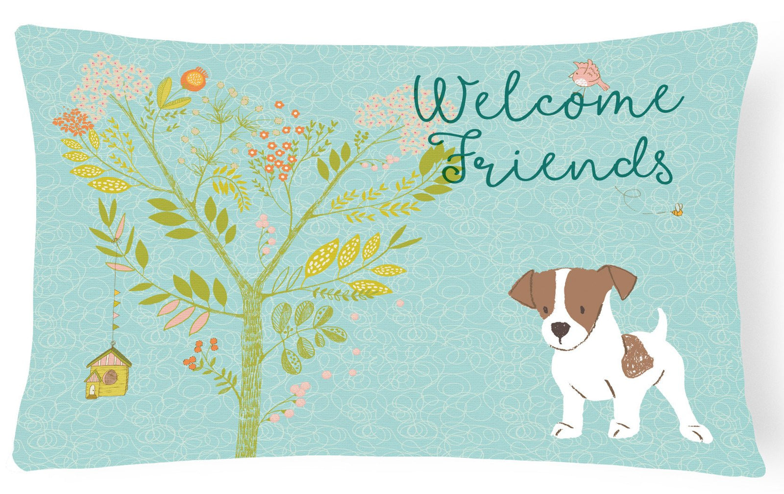 Welcome Friends Jack Russell Terrier Puppy Canvas Fabric Decorative Pillow BB7638PW1216 by Caroline's Treasures