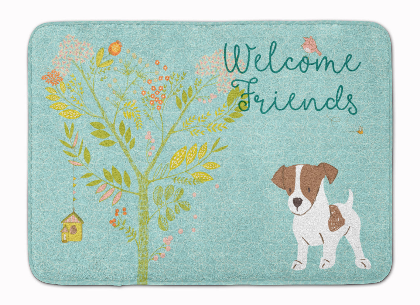 Welcome Friends Jack Russell Terrier Puppy Machine Washable Memory Foam Mat BB7638RUG - the-store.com
