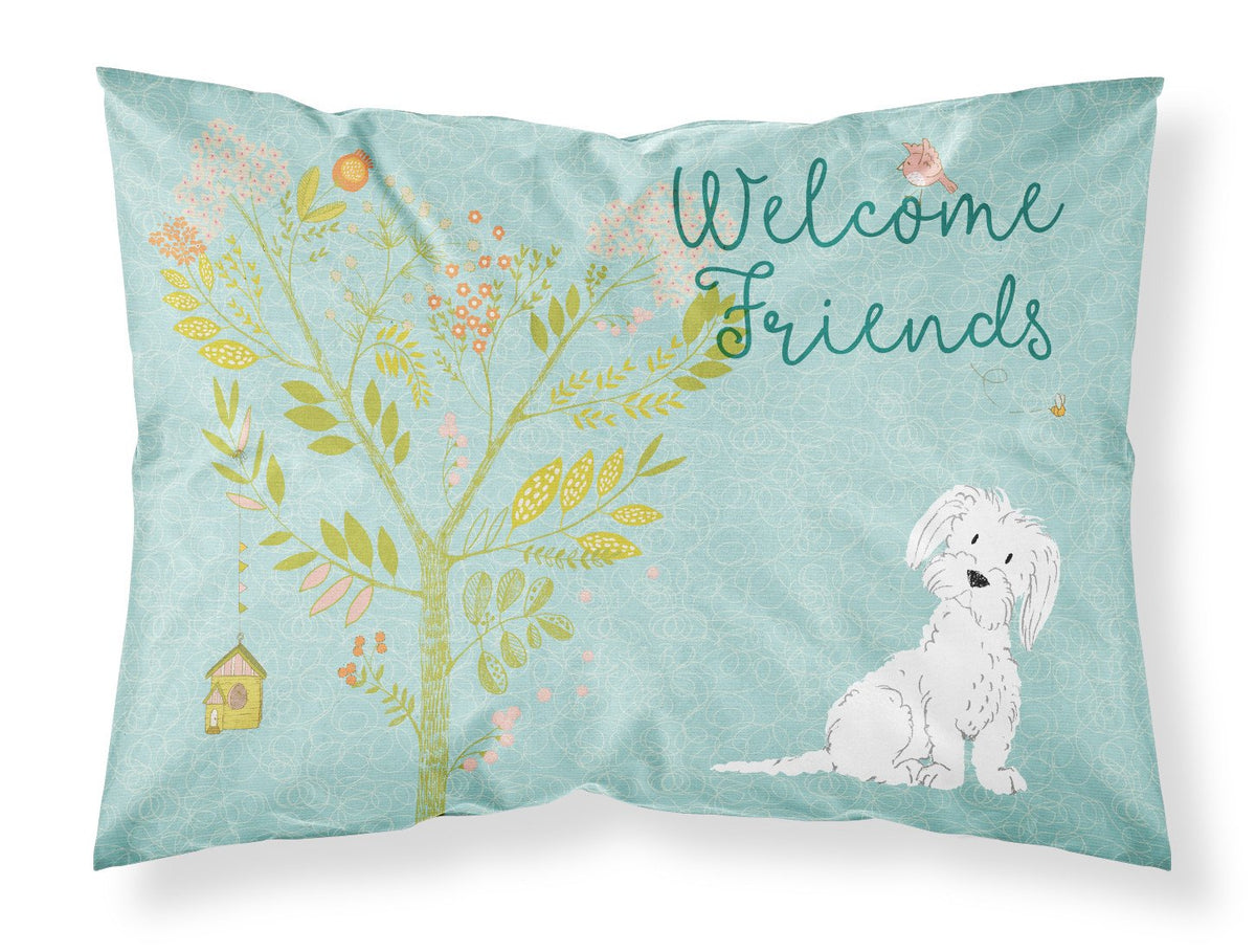 Welcome Friends Maltese Fabric Standard Pillowcase BB7639PILLOWCASE by Caroline&#39;s Treasures
