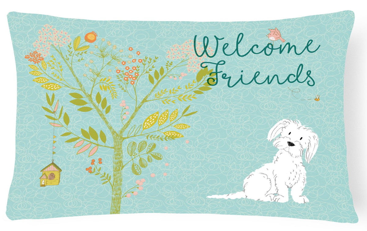 Welcome Friends Maltese Canvas Fabric Decorative Pillow BB7639PW1216 by Caroline&#39;s Treasures