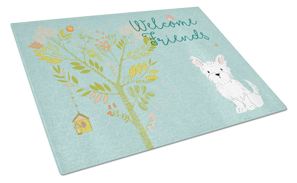 Welcome Friends Westie Glass Cutting Board Large BB7640LCB by Caroline's Treasures