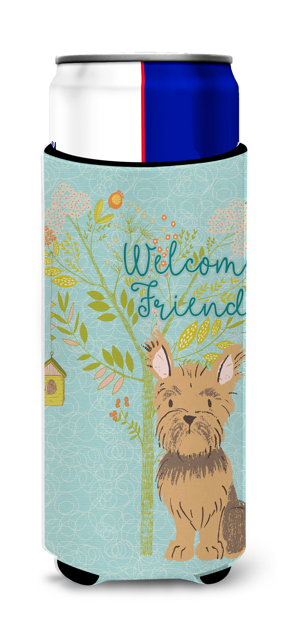 Welcome Friends Yorkie  Ultra Hugger for slim cans BB7641MUK