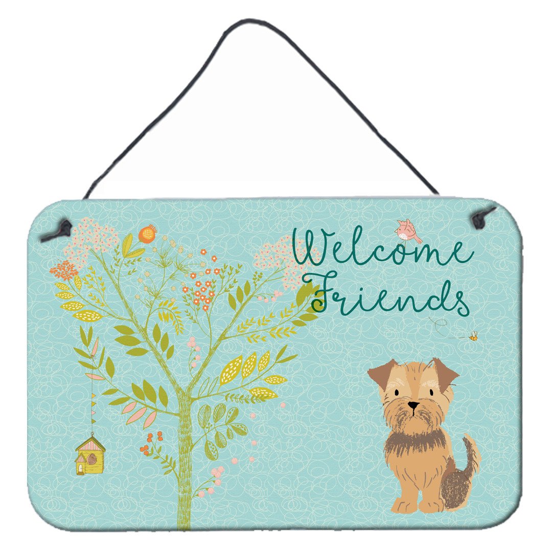 Welcome Friends Yorkie Natural Ears Wall or Door Hanging Prints BB7642DS812 by Caroline's Treasures