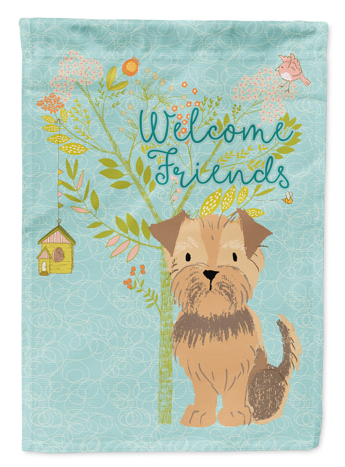 Welcome Friends Yorkie Natural Ears Flag Garden Size BB7642GF