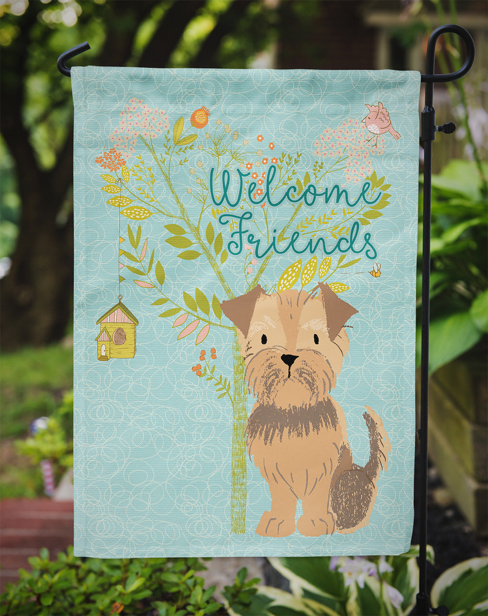 Welcome Friends Yorkie Natural Ears Flag Garden Size BB7642GF  the-store.com.