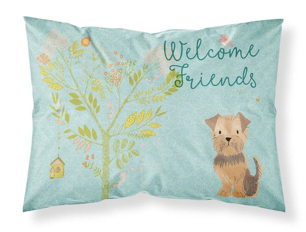 Welcome Friends Yorkie Natural Ears Fabric Standard Pillowcase BB7642PILLOWCASE by Caroline's Treasures