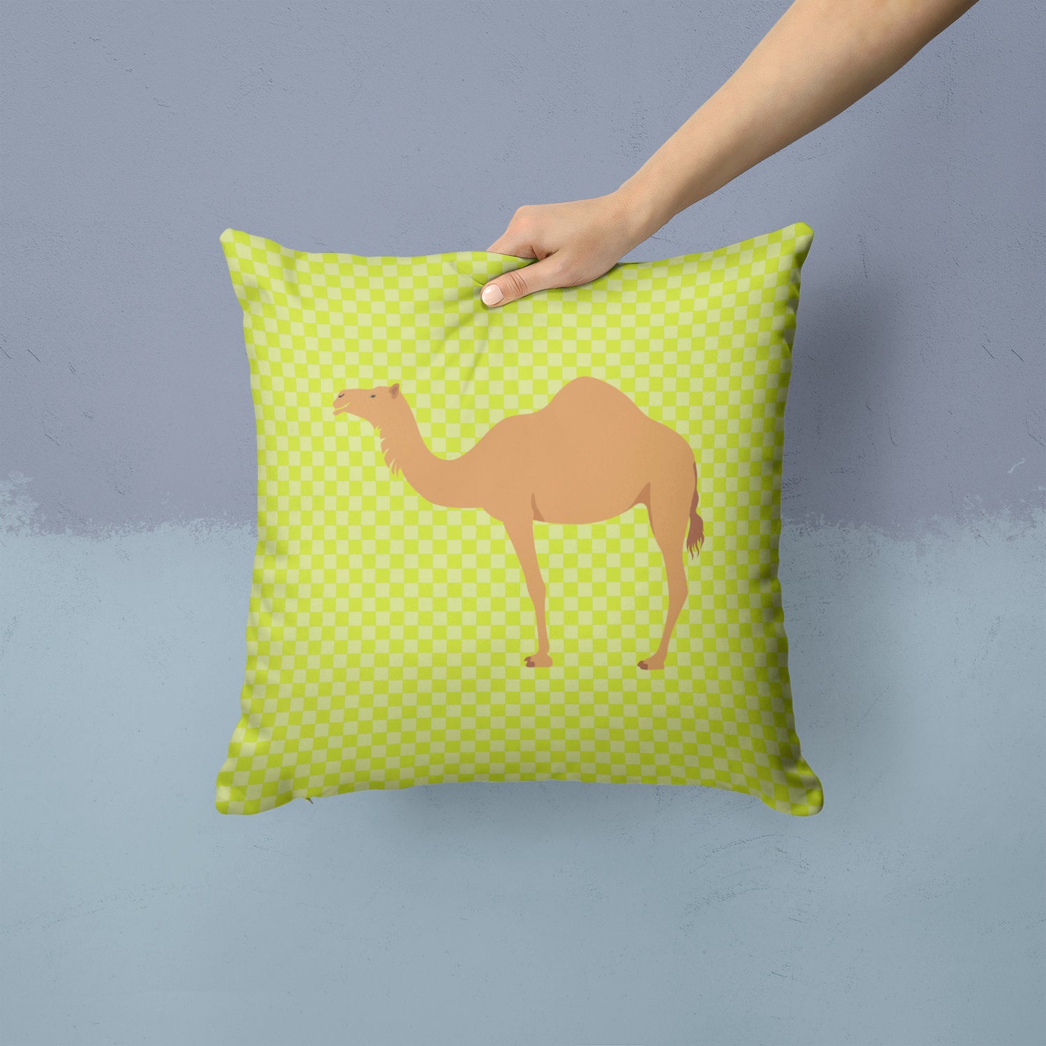Arabian Camel Dromedary Green Fabric Decorative Pillow BB7643PW1414 - the-store.com