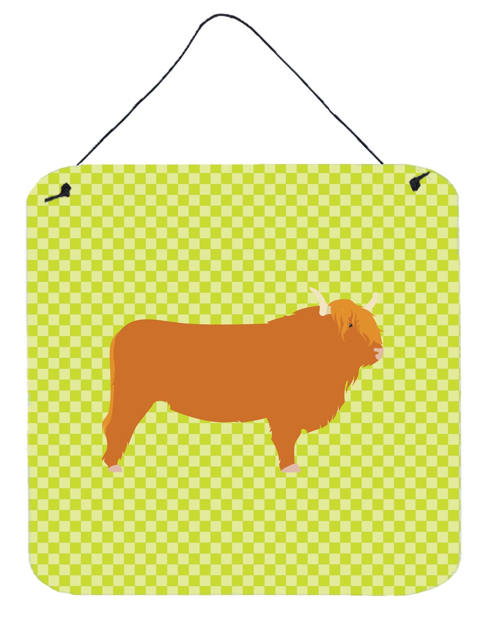 Highland Cow Green Wall or Door Hanging Prints BB7646DS66 by Caroline&#39;s Treasures
