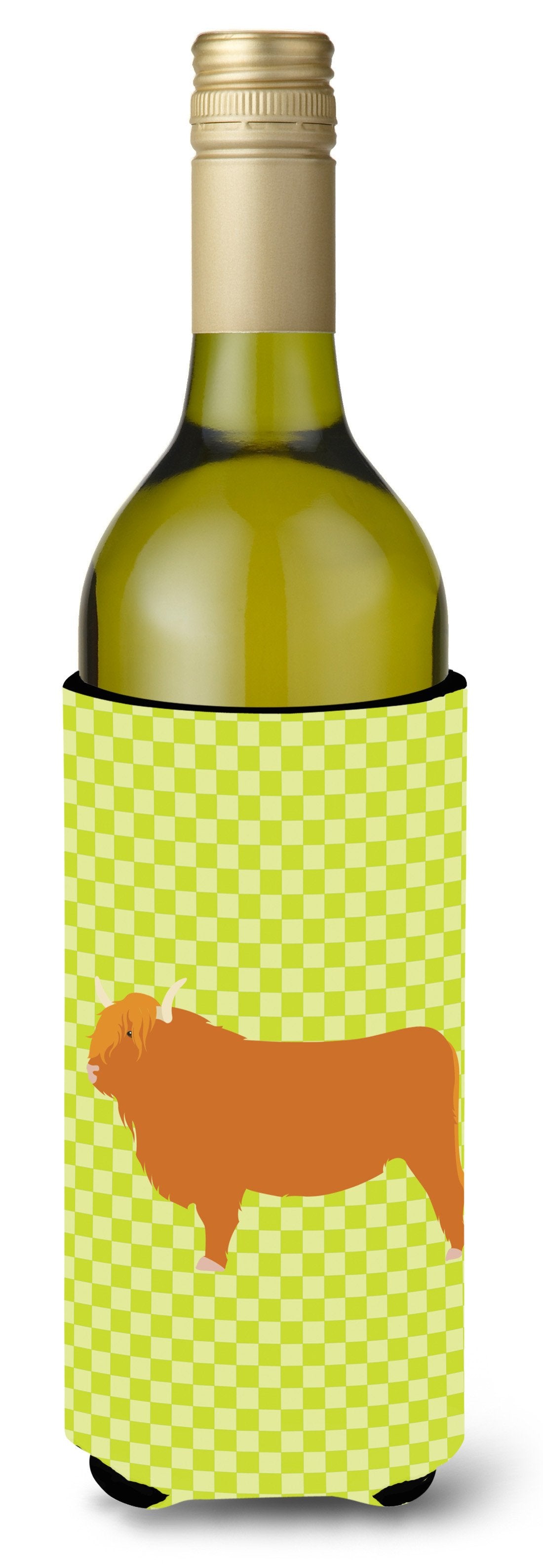 Highland Cow Green Wine Bottle Beverge Insulator Hugger BB7646LITERK by Caroline&#39;s Treasures