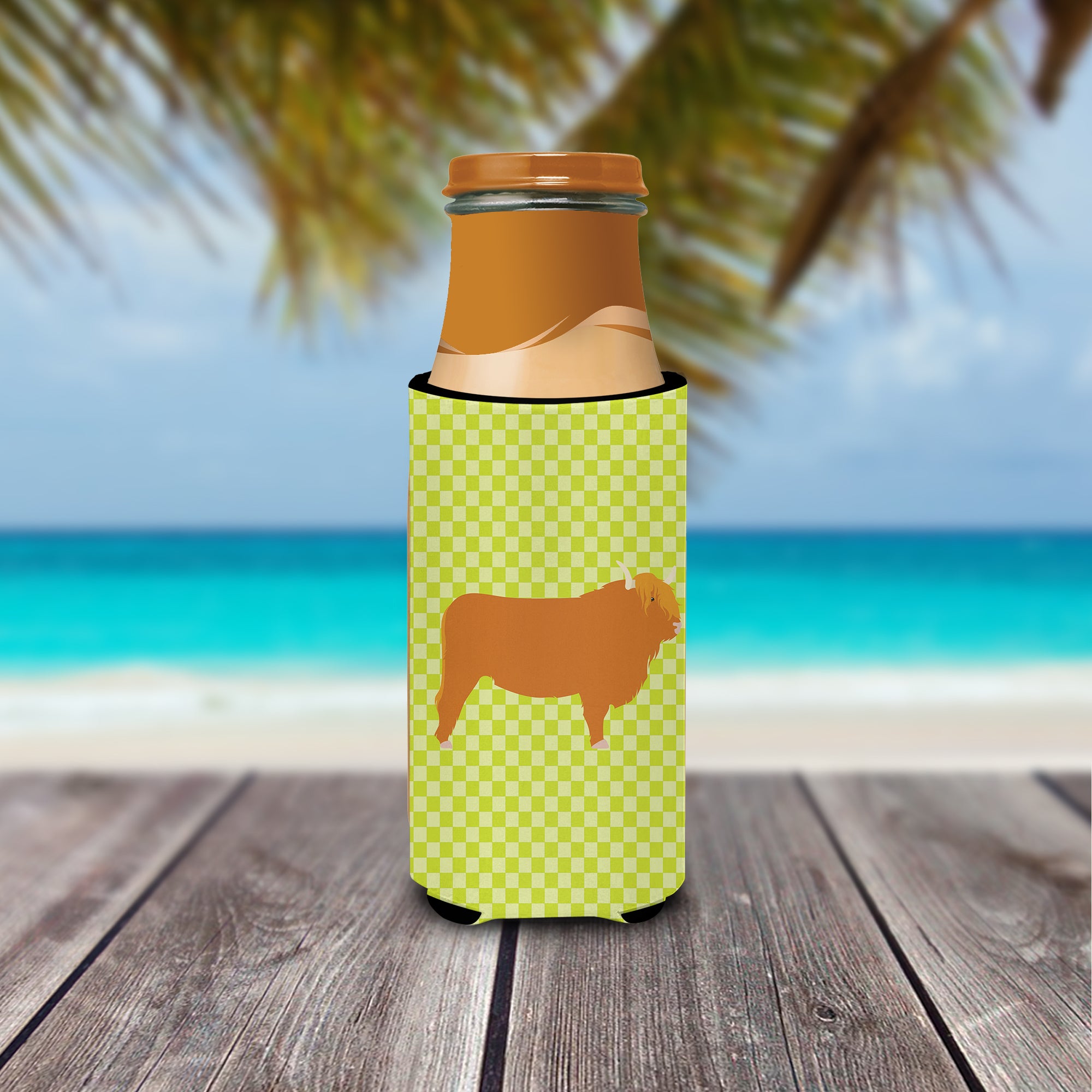 Highland Cow Green  Ultra Hugger for slim cans